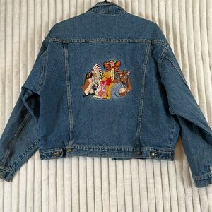 Vintage 90s The Disney store Winnie the Pooh Gang embroidered denim jacket XL